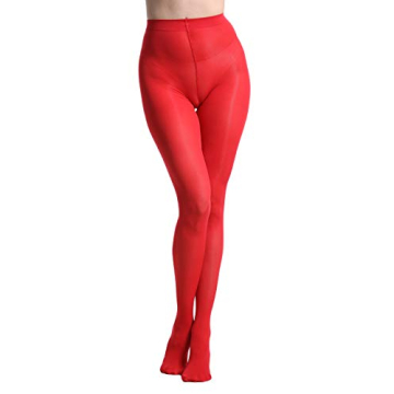 Zioccie 80 Denier Super Soft Microfibre Tights - Women’s Footed Pantyhose in Brilliant Red