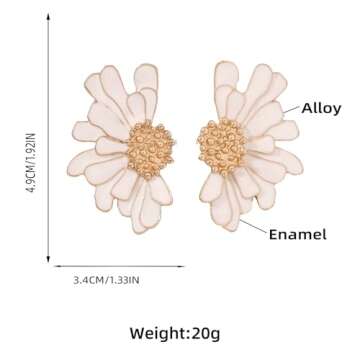 Gold Statement Earrings for Women Large Gold Earrings Gold Flower Floral Drop Earrings Ginkgo Leaf Earrings Exaggerated Geometric Earrings Boho Metal Sectored Earrings Summer Beach Party Jewelry