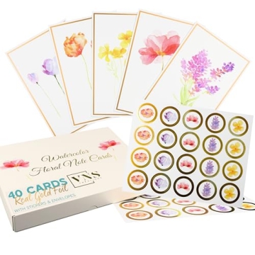 VNS Creations Floral Blank Cards with Envelopes – 4x6, All Occasion, Assorted Designs, 40 Pieces