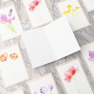 Elegant Floral Blank Notecards with Envelopes - 40 Piece Set