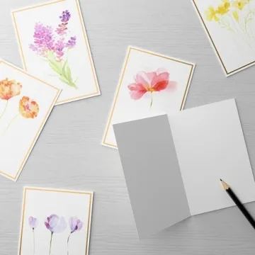 Elegant Floral Blank Notecards with Envelopes - 40 Piece Set