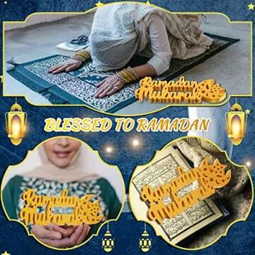 Ramadan Table Decor Ramadan Wood Sign Ramadan Mubarak Sign Ramadan Mubarak Wooden Ornament Ramadan Wood Tabletop Decor for Ramadan Mubarak Party Decorations(Ramadan)