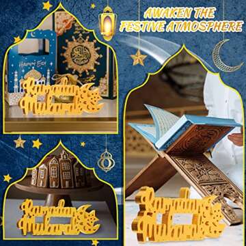 Ramadan Table Decor Ramadan Wood Sign Ramadan Mubarak Sign Ramadan Mubarak Wooden Ornament Ramadan Wood Tabletop Decor for Ramadan Mubarak Party Decorations(Ramadan)