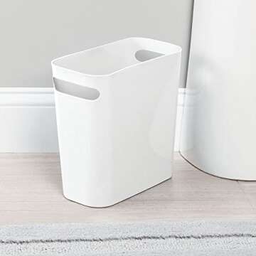 mDesign Plastic Small Trash Can, 1.5 Gallon/5.7-Liter Wastebasket, Narrow Garbage Bin with Handles f...