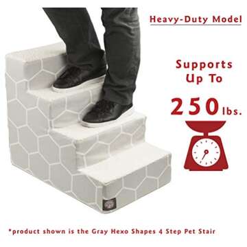 Majestic Pet 4 Step Portable Dog Stairs for Small Dogs to get on Bed Supports 250 lbs or Less – Do...