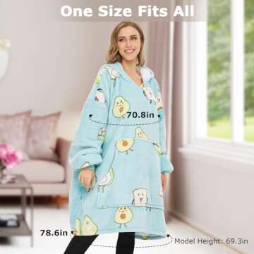 THREE POODLE Cozy Oversized Wearable Blanket Hoodie for All