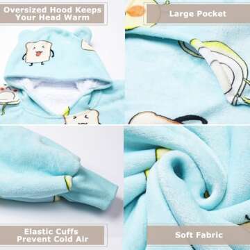 THREE POODLE Wearable Blanket Hoodie for Total Comfort