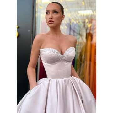 Kibbih Women's Short Prom Dresses Ruched A-line Satin Sequins Tea Length Formal Evening Party Dress with Pockets Plum Size14