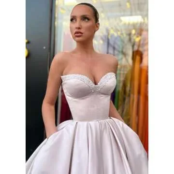 Kibbih Women's Short Prom Dresses Ruched A-line Satin Sequins Tea Length Formal Evening Party Dress with Pockets Plum Size14