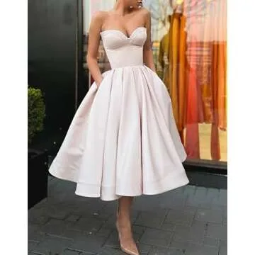 Kibbih Women's Short Prom Dresses Ruched A-line Satin Sequins Tea Length Formal Evening Party Dress with Pockets Plum Size14