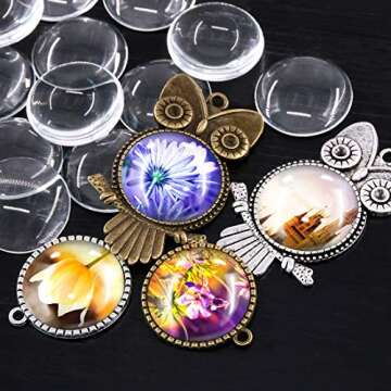 Swpeet Pendant Trays Kit, 2 Shapes 48Pcs for Jewelry Making, Includes 12 Owl & 12 Round Tree Bezel Trays, Clear Dome Tiles Not Included