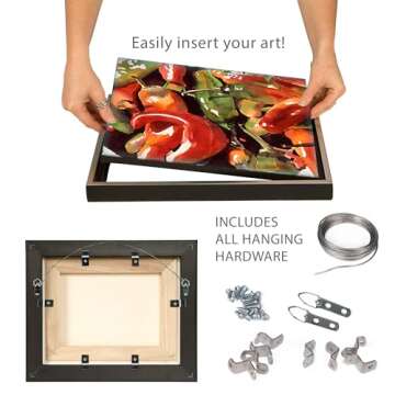 Creative Mark Illusions Floater Frame For 3/4" Deep Canvases - 12x12 White - Set of 6 - For Galleries & Home Decor - Wood Float Frame for Canvas Paintings- Complete Hanging Hardware