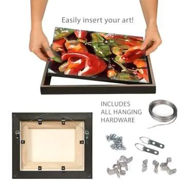 Creative Mark Illusions Floater Frame For 3/4" Deep Canvases - 12x12 White - Set of 6 - For Galleries & Home Decor - Wood Float Frame for Canvas Paintings- Complete Hanging Hardware