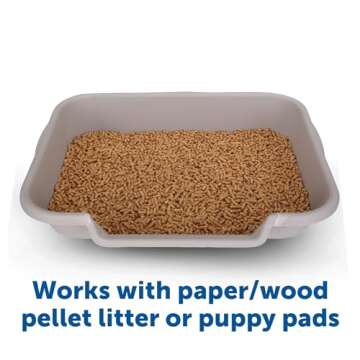 PuppyGoHere Dog Litter Box, Large Size, Misty Gray, Durable & Pet Safe, Indoor Open Top Entry Litter Pan, Comfortable for Puppy, Great for Dogs up to 20 lbs