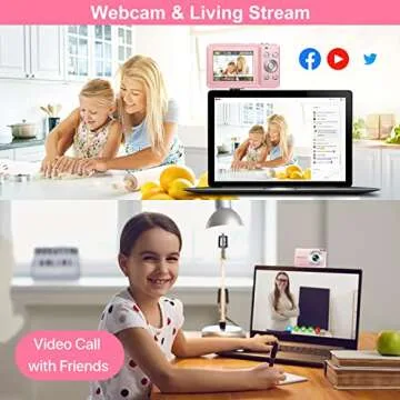 Digital Camera, Kids Camera with 32GB Card FHD 1080P 44MP Vlogging LCD Screen 16X Zoom Compact Portable Mini Rechargeable Gifts for Students Teens Adults Girls Boys-Black, (DC403Black)
