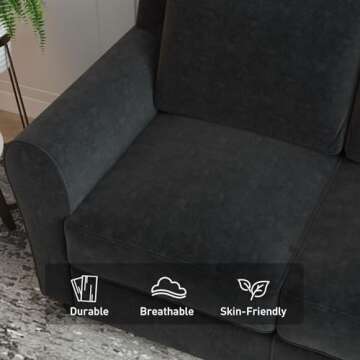 Bonzy Home 80.7" Black Sofa for Living Room, 3 Seater Comfy Sofa Couch, Modern Couch with Thick Cushion for Apartment Office