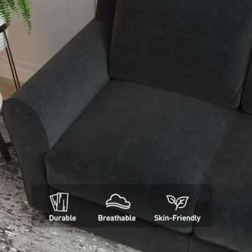 Bonzy Home 80.7" Black Sofa for Living Room, 3 Seater Comfy Sofa Couch, Modern Couch with Thick Cushion for Apartment Office