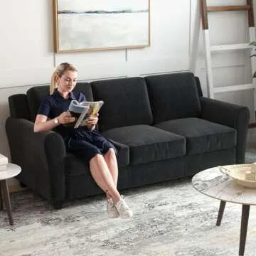 Bonzy Home 80.7" Black Sofa for Living Room, 3 Seater Comfy Sofa Couch, Modern Couch with Thick Cushion for Apartment Office