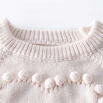 WALLARENEAR Newborn Baby Girl Sweater Romper Heart Long Sleeve Knitted Bodysuit Jumpsuit Fall Winter Clothes Valentine's Day Outfits (Apricot, 6-12 Months)