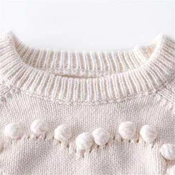 WALLARENEAR Newborn Baby Girl Sweater Romper Heart Long Sleeve Knitted Bodysuit Jumpsuit Fall Winter Clothes Valentine's Day Outfits (Apricot, 6-12 Months)