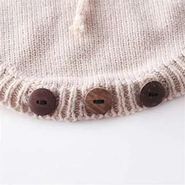 WALLARENEAR Newborn Baby Girl Sweater Romper Heart Long Sleeve Knitted Bodysuit Jumpsuit Fall Winter Clothes Valentine's Day Outfits (Apricot, 6-12 Months)