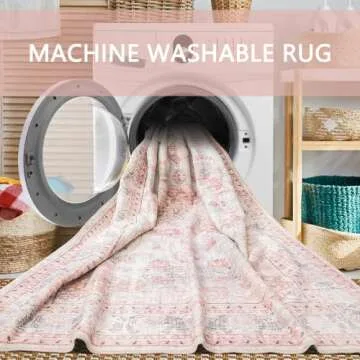 Auruge 5x7 Area Rug - Stylish Pink Non-Slip Carpet