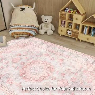 Auruge 5x7 Area Rug - Stylish Pink Non-Slip Carpet