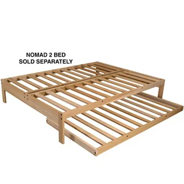 KD Frames Twin Trundle Natural Wood Bed for Kids and Guests