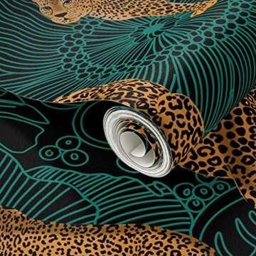 Peel & Stick Wallpaper 3ft x 2ft - Leopard Exotic Jungle Design by Spoonflower