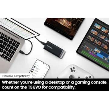 SAMSUNG T5 EVO SSD 8TB - Fast & Portable for Gamers
