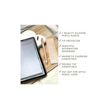 Blue Dune Studio Peaches & Cream Apple Pencil 2nd Generation Protective Sleeve Cover Grip, Apple Pencil Case, Magnetic Charging Compatible and Double Tap, Cow Print Swirl, Unique, Boho Neutral Pink