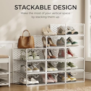Pinkpum Stackable Shoe Storage Boxes for Organization