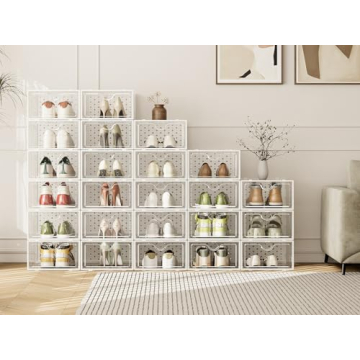 Pinkpum Stackable Shoe Storage Boxes for Organization
