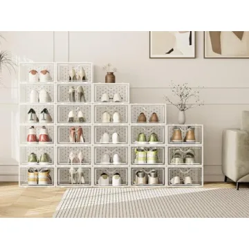 Pinkpum Stackable Shoe Storage Boxes for Organization
