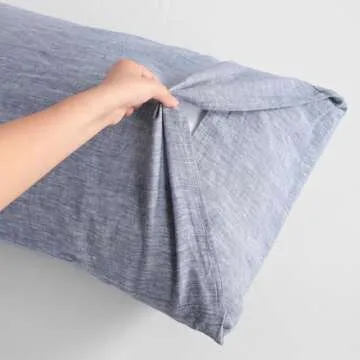 NTBAY French Linen Pillow Cases - Yarn Dyed 2 Pack 100% Linen Standard Pillowcases, Breathable and Cooling Washed Pillow Cases with Envelope Closure, 20x26 Inches, Denim Blue