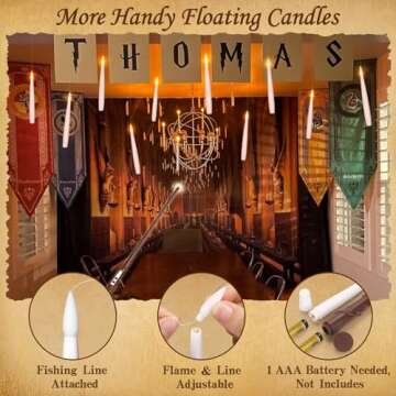 Palmatte 10 Packs Halloween Decorations Floating Candles with Wand Remote 6.1" Battery Operated Flameless Candles LED Warm Lights Christmas Gifts Home Room Decor Halloween Party Decorations Indoor