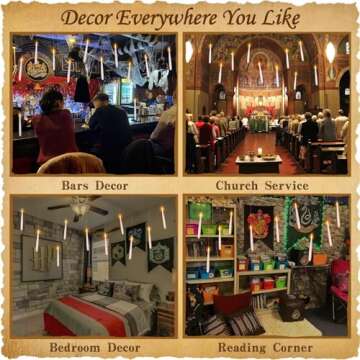 Palmatte 10 Packs Halloween Decorations Floating Candles with Wand Remote 6.1" Battery Operated Flameless Candles LED Warm Lights Christmas Gifts Home Room Decor Halloween Party Decorations Indoor