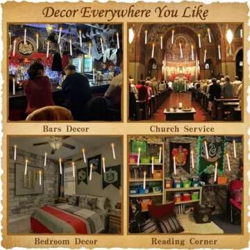 Palmatte 10 Packs Halloween Decorations Floating Candles with Wand Remote 6.1" Battery Operated Flameless Candles LED Warm Lights Christmas Gifts Home Room Decor Halloween Party Decorations Indoor