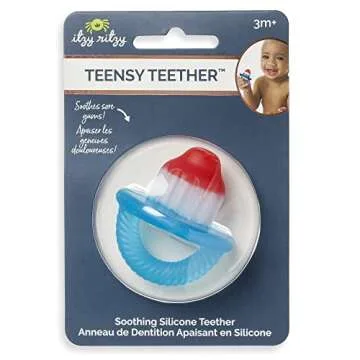 Itzy Ritzy Silicone Teensy Teether - Flexible, Soft & Hollow Baby Teething Toy with Easy-to-Hold Handle; Designed for Ages 3 Months and Up (Hero Pop)