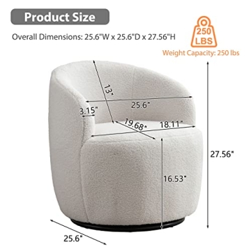 KIVENJAJA Swivel Teddy Sherpa Chair 360° Modern Accent
