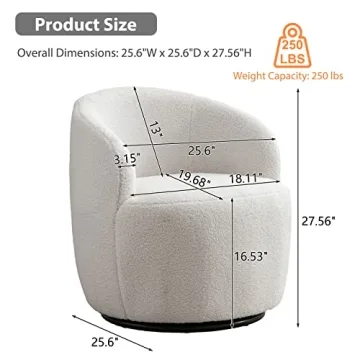 KIVENJAJA Swivel Teddy Sherpa Chair 360° Modern Accent