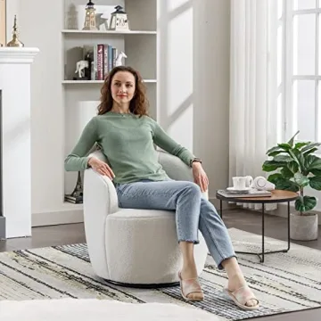 KIVENJAJA Swivel Teddy Sherpa Chair 360° Modern Accent