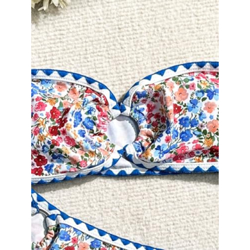 MakeMeChic Women's Bandeau Swimsuit - Stylish High Cut Bikini