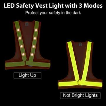 SULWZM LED Safety Vest, 16 Lights with 3 Modes, High Visibility Reflective Running Vest(Orange, Free Size)