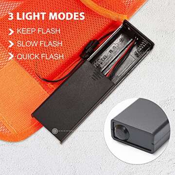 SULWZM LED Safety Vest, 16 Lights with 3 Modes, High Visibility Reflective Running Vest(Orange, Free Size)