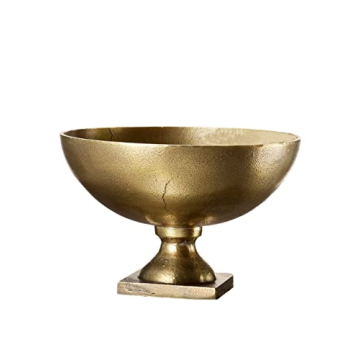 Serene Spaces Living Antique Brass Pedestal Bowl - Vintage Wedding Centerpiece and Flower Vase for D...