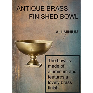 Serene Spaces Living Antique Brass Pedestal Bowl - Vintage Wedding Centerpiece and Flower Vase for Dining Table, Entryway Decor, 10" Diameter