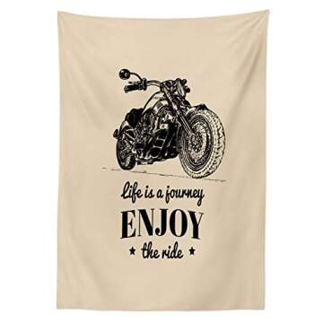 Ambesonne Motorcycle Outdoor Tablecloth, Custom Chopper Design, 58" X 84"