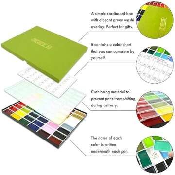 Kuretake GANSAI TAMBI Watercolor Paint Set 36 Colors, Professional-quality art supplies for artists adult painting sketching, Non-Toxic, Made in Japan