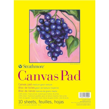 Strathmore 300 Series, Canvas Pad, 9x12 inch, 10 Sheets – Triple Primed, 100% Cotton Canvas, Plein...